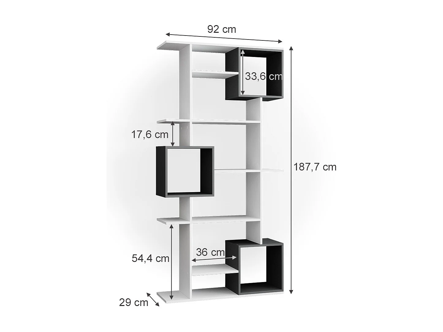 Meuble de rangement cube blanc/anthracite 92x29x187.7 cube