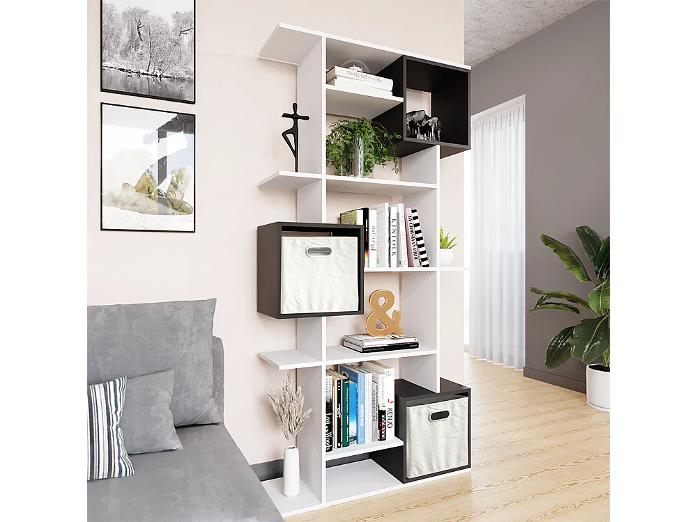 Meuble de rangement cube blanc/anthracite 92x29x187.7 cube
