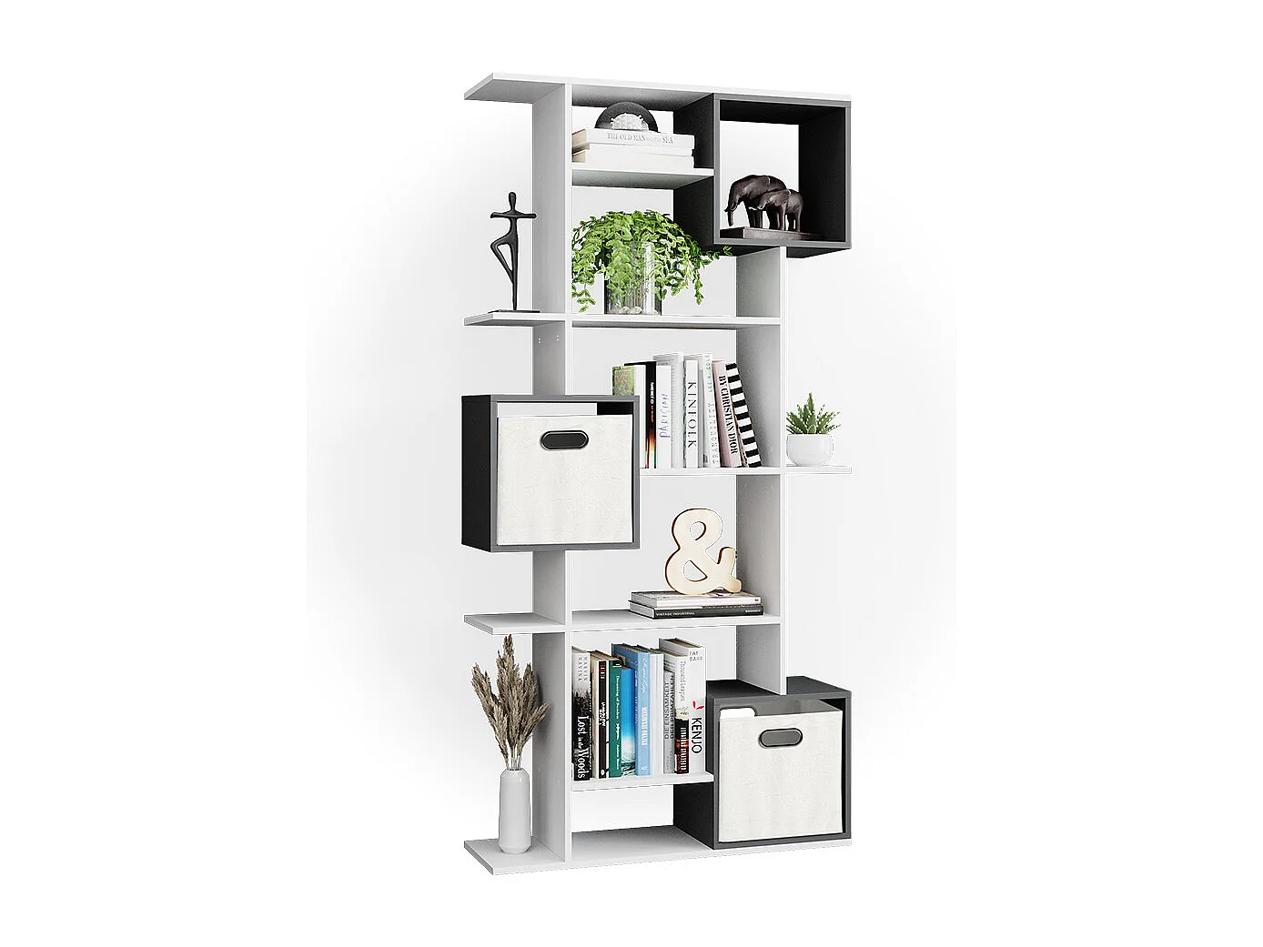 Meuble de rangement cube blanc/anthracite 92x29x187.7 cube