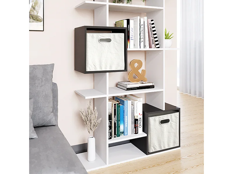 Meuble de rangement cube blanc/anthracite 92x29x187.7 cube