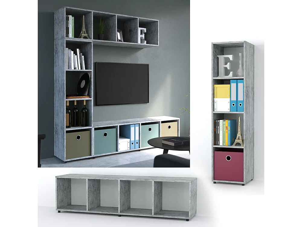 Meuble de rangement cube gris 142.5x33x36.2 ludus