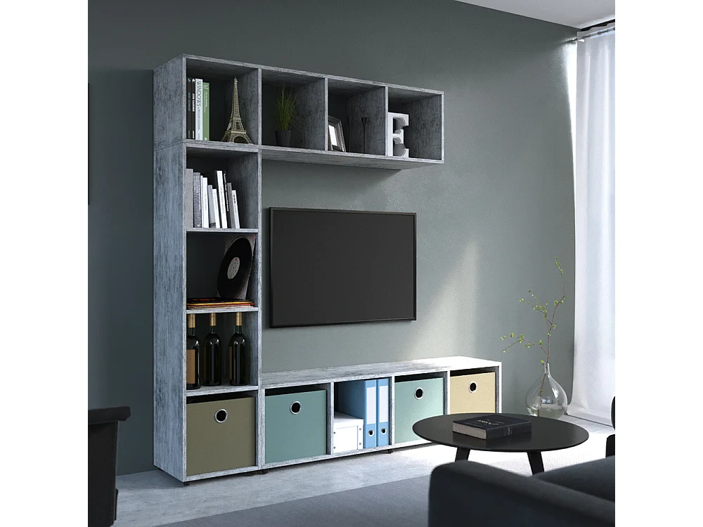 Meuble de rangement cube gris 142.5x33x36.2 ludus