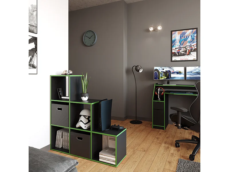 Étagère descalier noir/vert 107.2x29x107.8