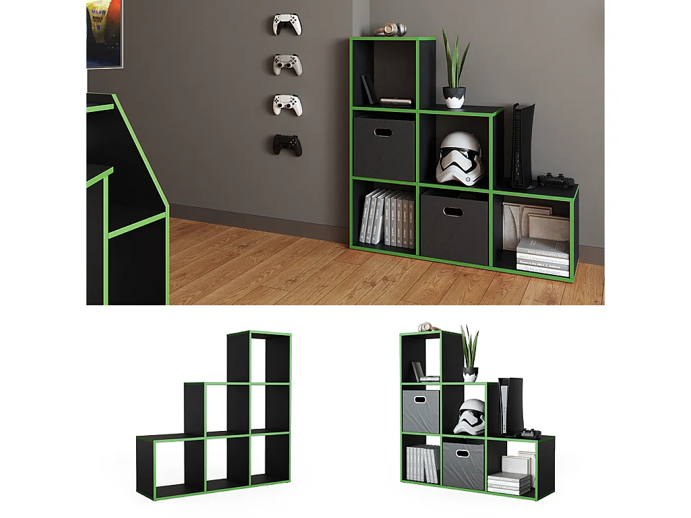 Estantería de escalera negro/verde 107.2x29x107.8