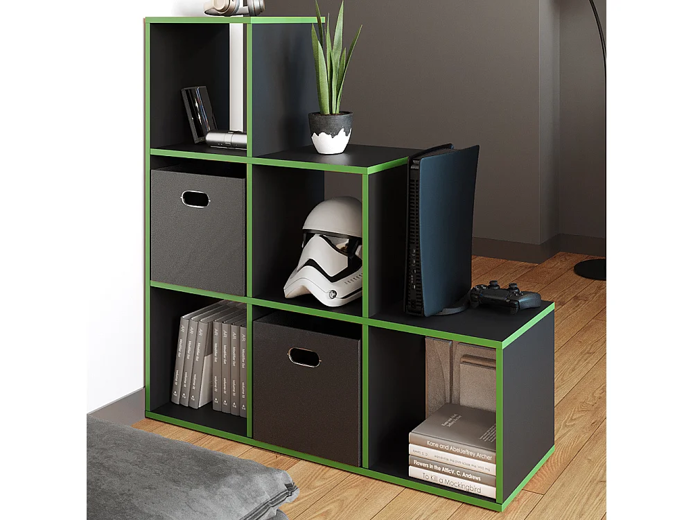 Estantería de escalera negro/verde 107.2x29x107.8