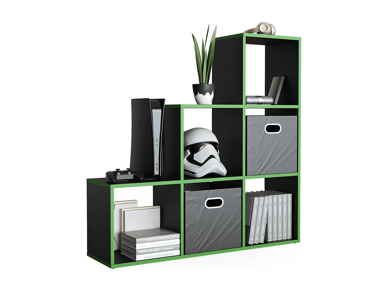 Estantería de escalera negro/verde 107.2x29x107.8