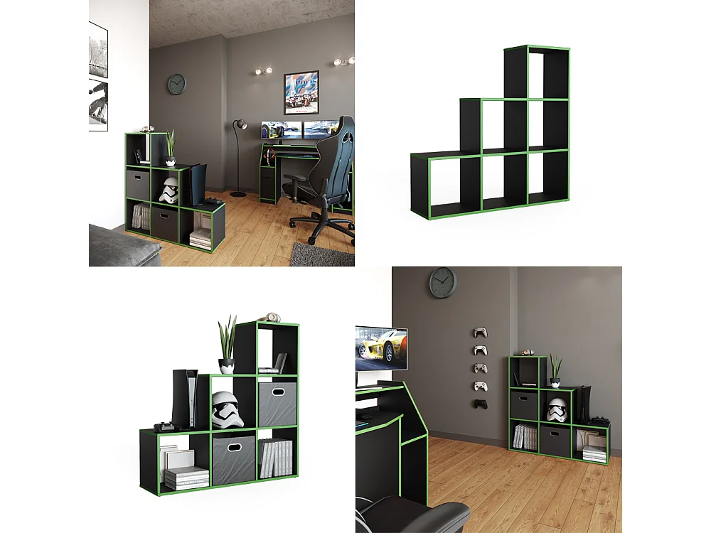 Estantería de escalera negro/verde 107.2x29x107.8