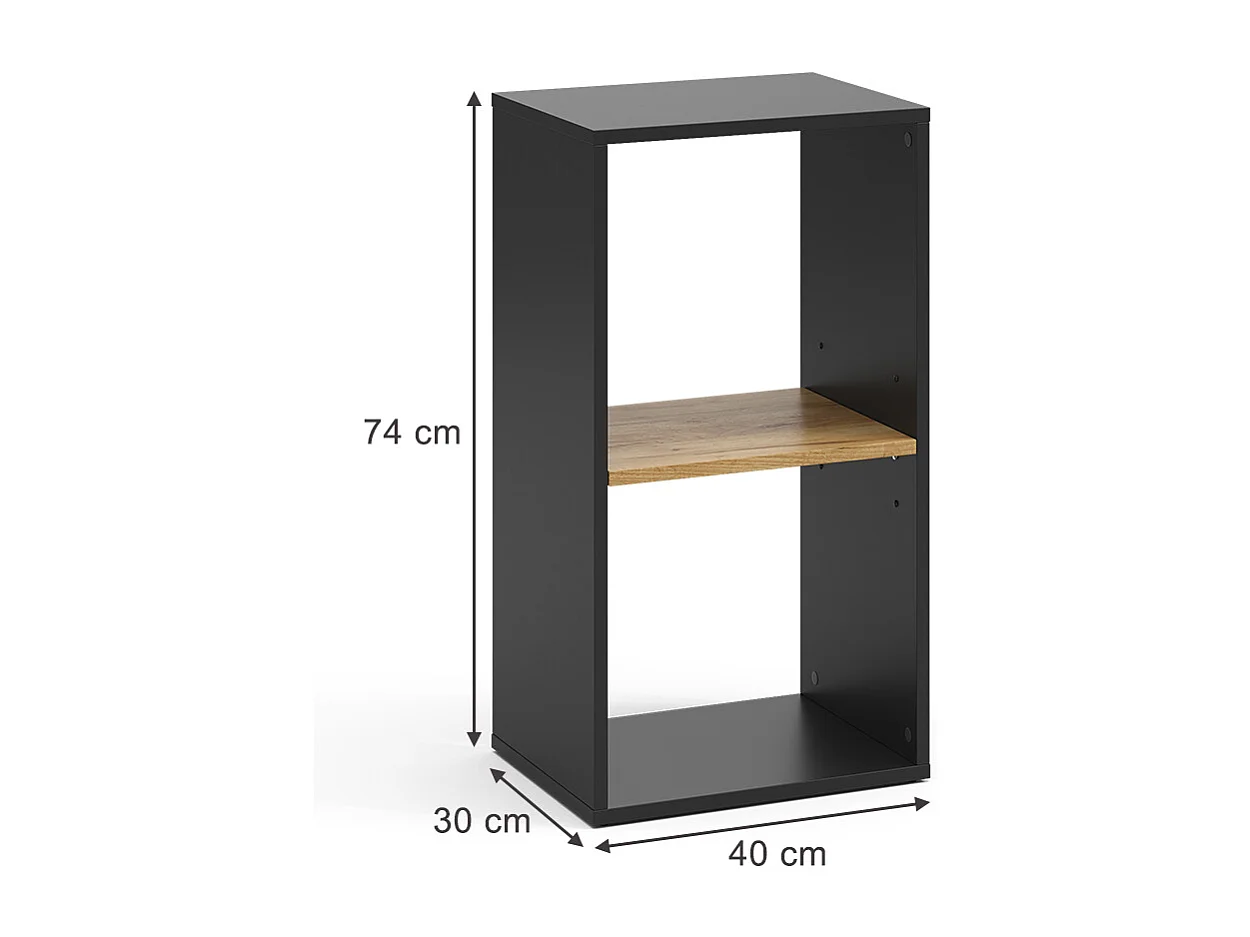Étagère à livres anthracite/chêne doré 40x30x74 tomy