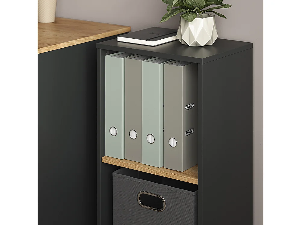 Étagère à livres anthracite/chêne doré 40x30x74 tomy