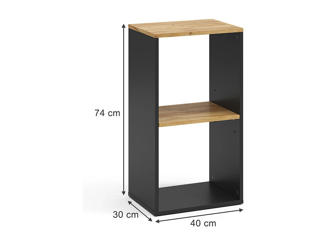 Étagère à livres anthracite/chêne doré 40x30x74 tomy