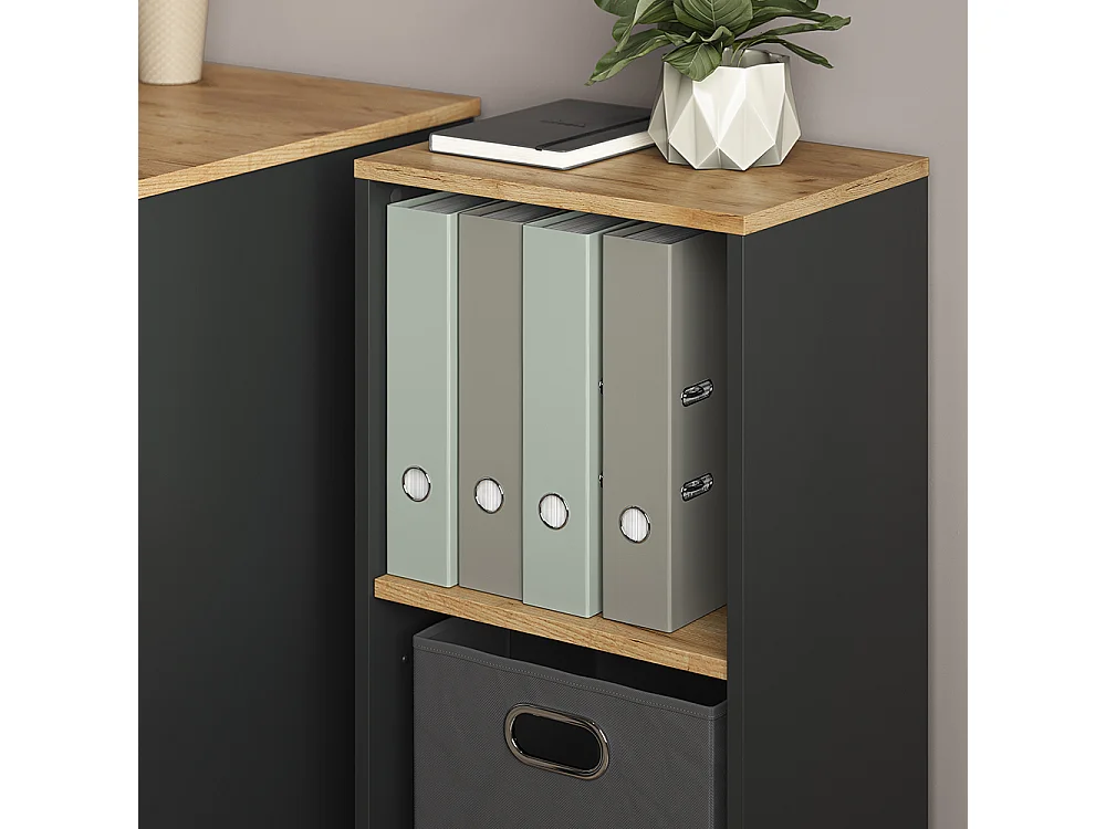 Étagère à livres anthracite/chêne doré 40x30x74 tomy