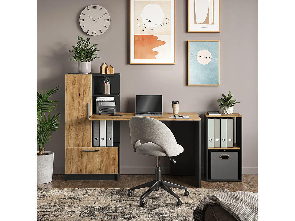 Étagère à livres anthracite/chêne doré 40x30x74 tomy