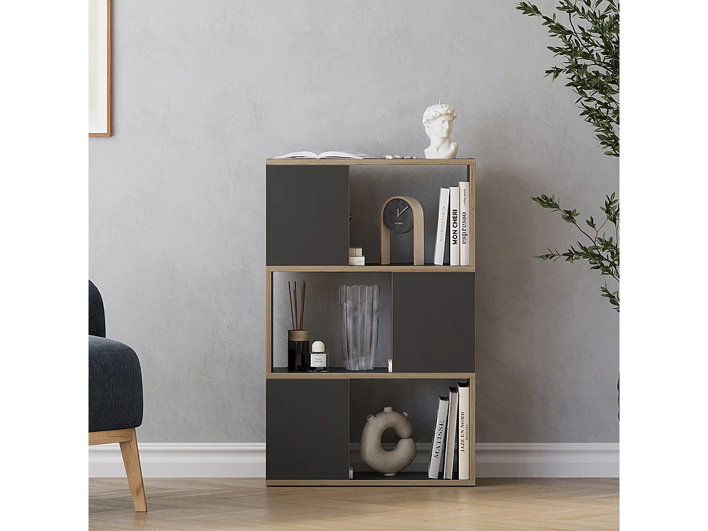 Séparateur de pièce anthracite/chêne 60x24x94 eneos