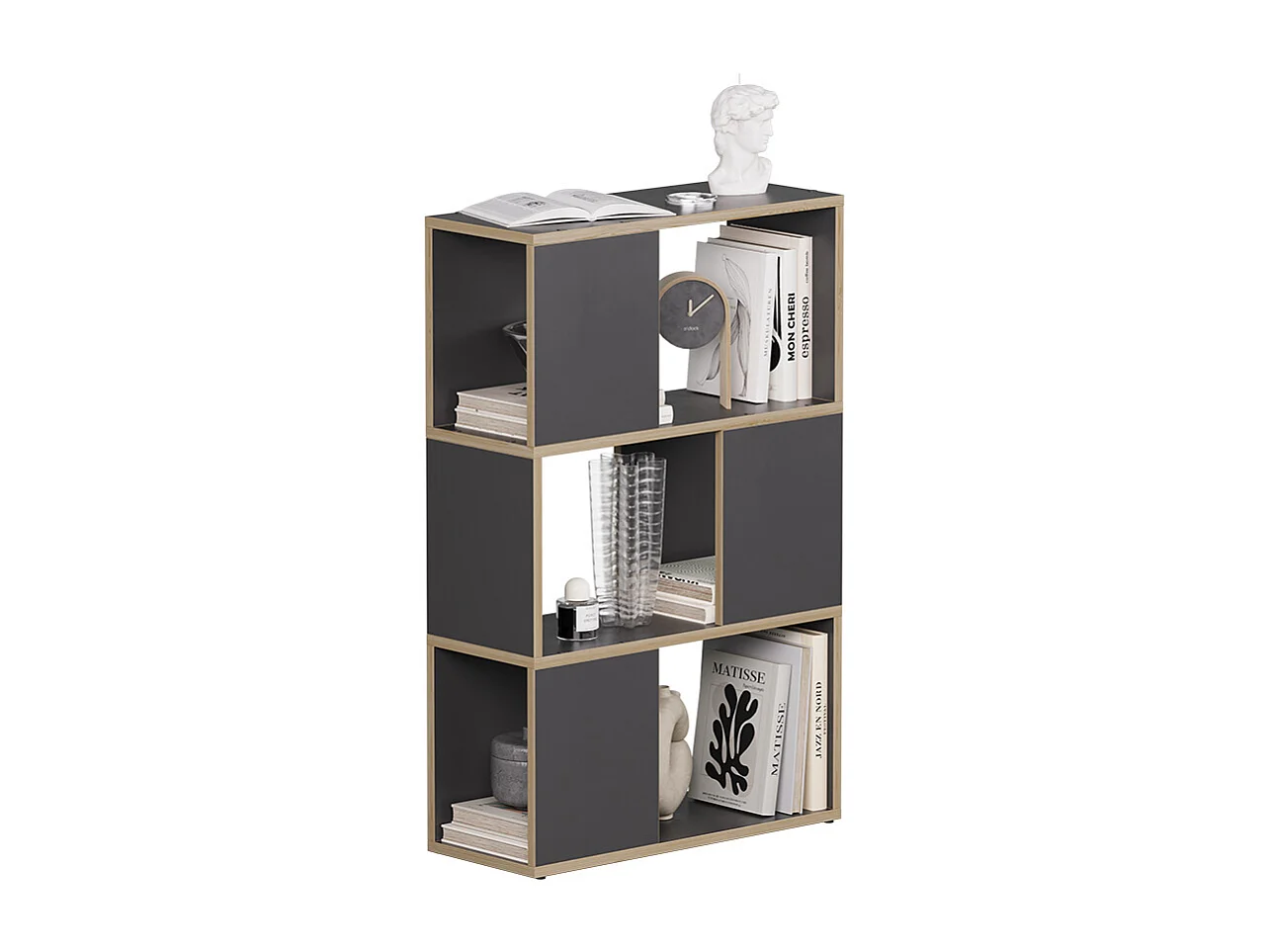 Séparateur de pièce anthracite/chêne 60x24x94 eneos