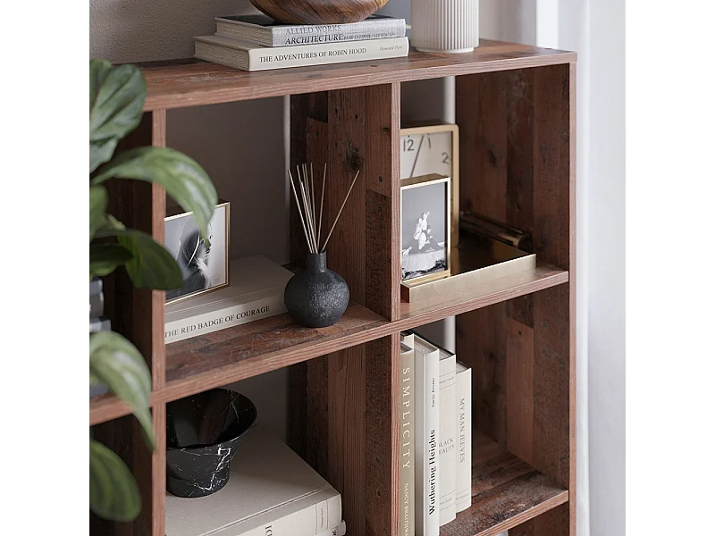 Meuble de rangement cube bois antique 104x29x108 nove