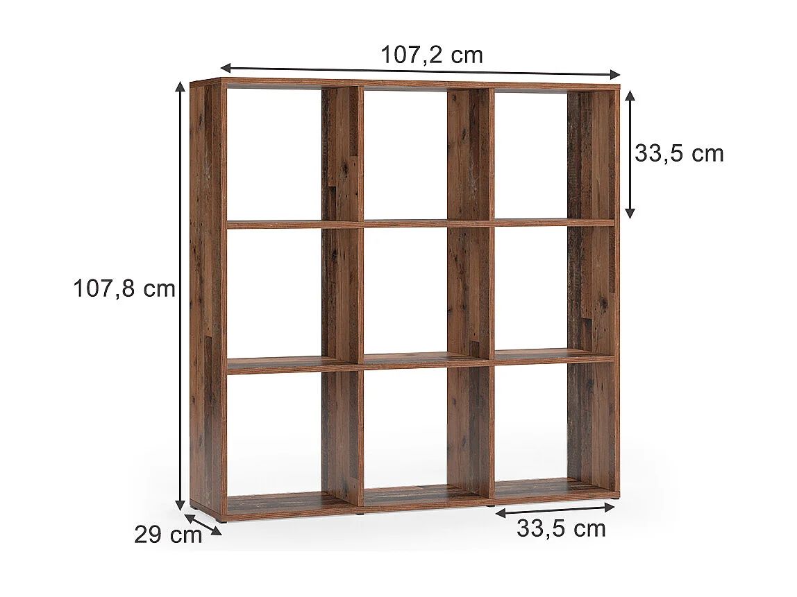 Meuble de rangement cube bois antique 104x29x108 nove