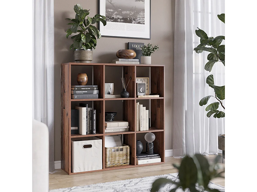 Meuble de rangement cube bois antique 104x29x108 nove