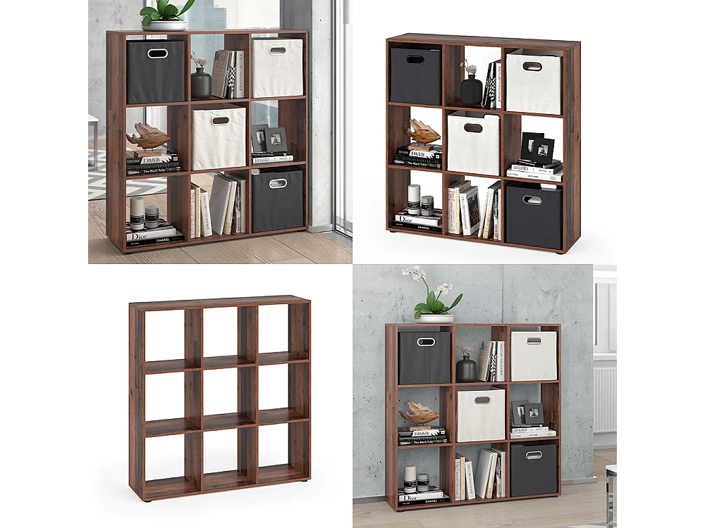 Meuble de rangement cube bois antique 104x29x108 nove