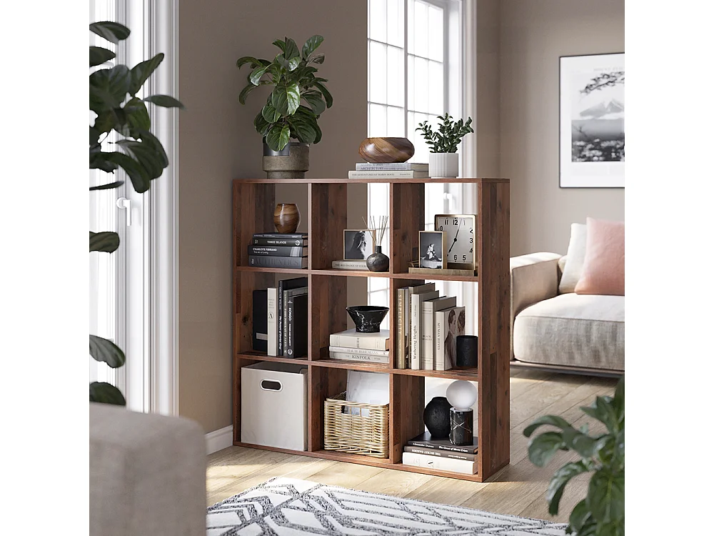 Meuble de rangement cube bois antique 104x29x108 nove