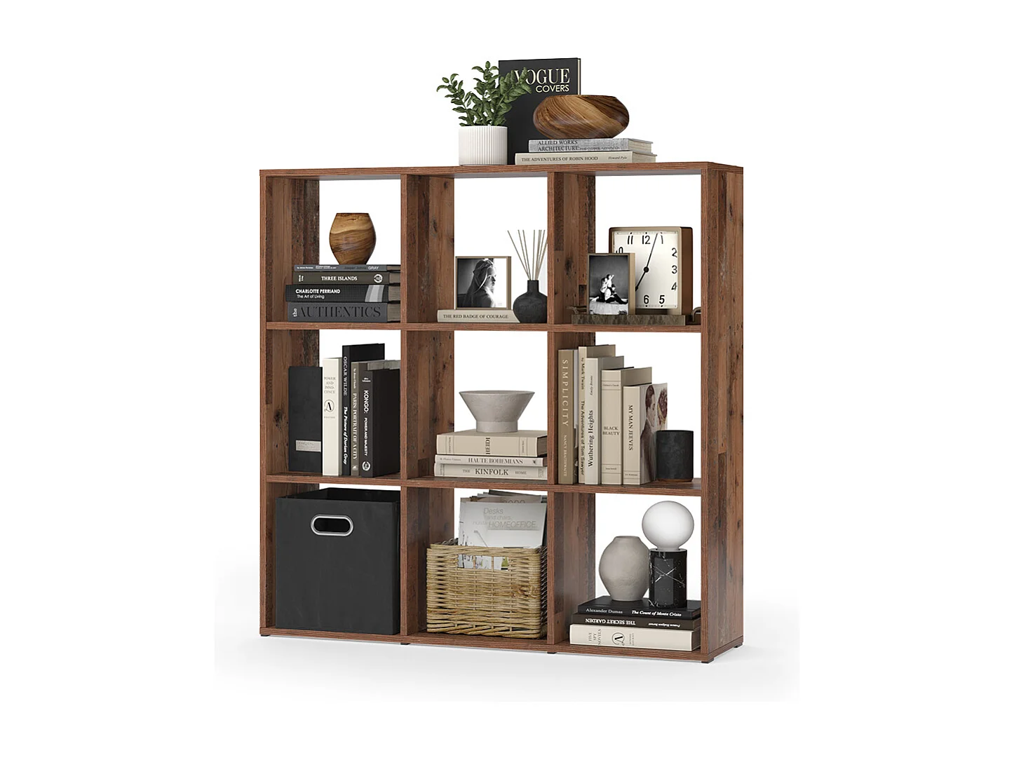 Meuble de rangement cube bois antique 104x29x108 nove