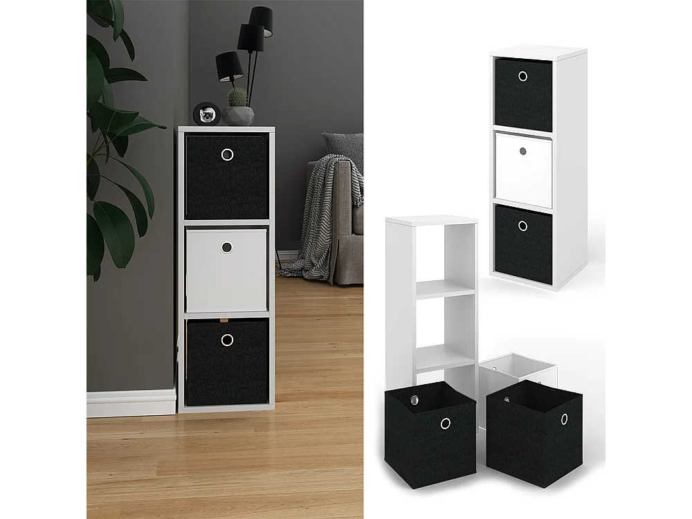 Meuble de rangement cube blanc 28.4x26x82.8 hylda