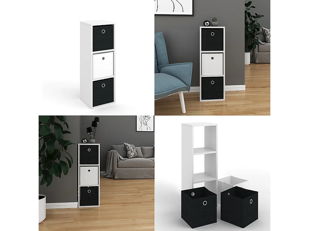 Meuble de rangement cube blanc 28.4x26x82.8 hylda