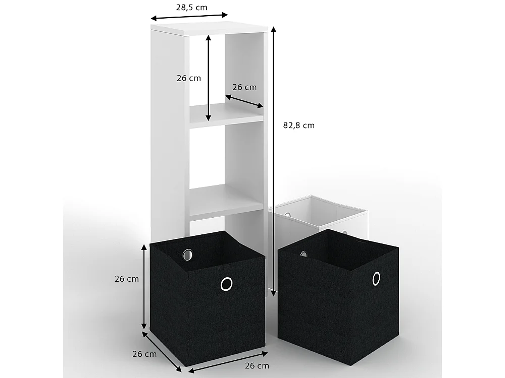 Meuble de rangement cube blanc 28.4x26x82.8 hylda