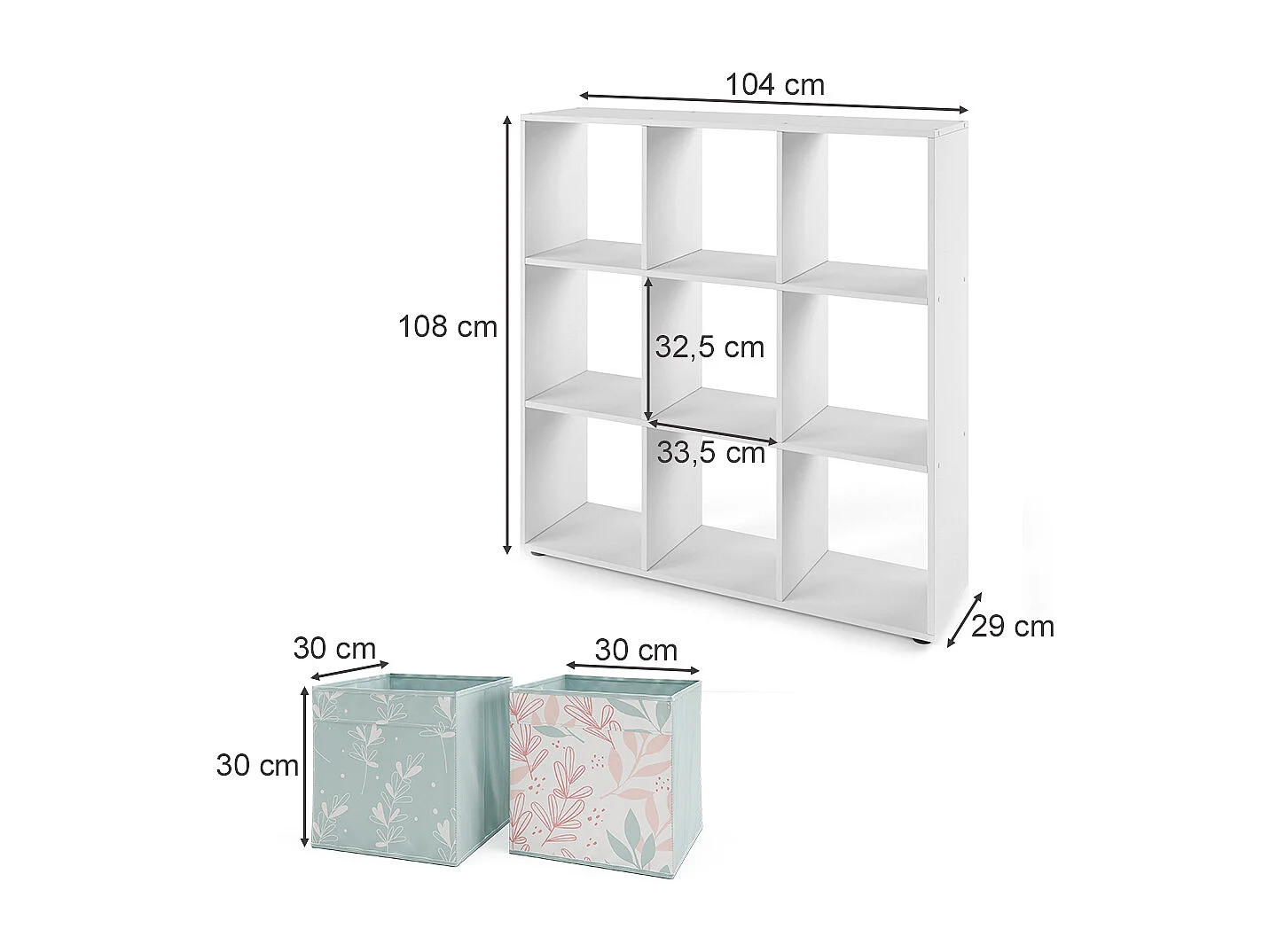Meuble de rangement cube blanc 104x29x108 nove