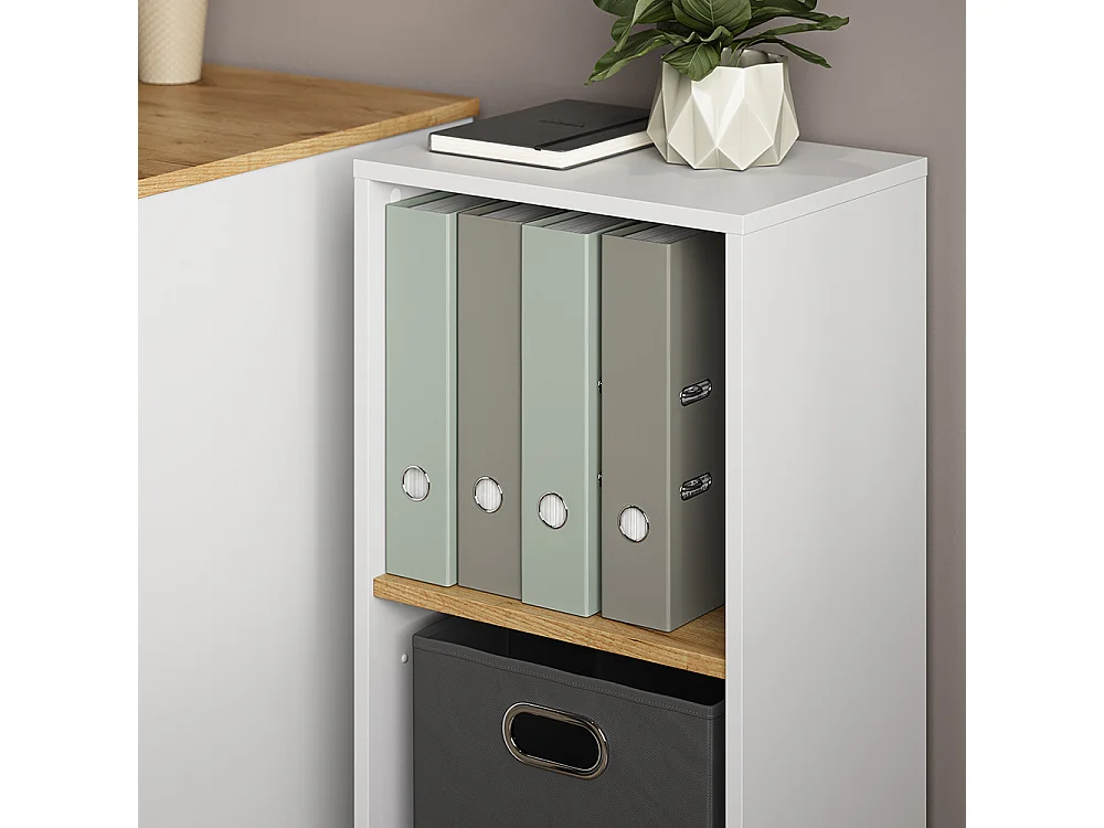 Bücherregal weiß/goldkraft eiche 40x30x74 tomy