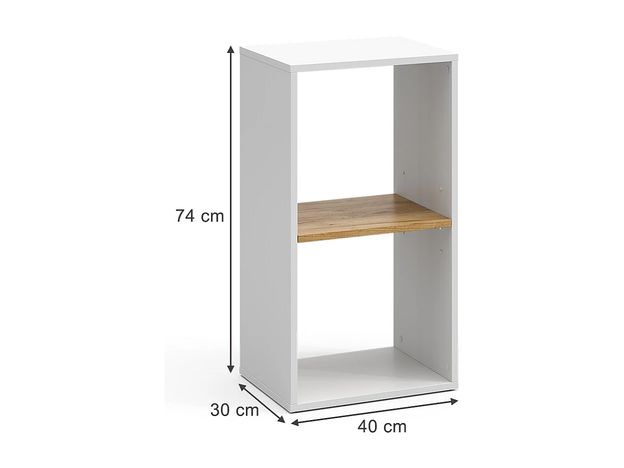 Étagère à livres chêne blanc/force de lor 40x30x74 tomy
