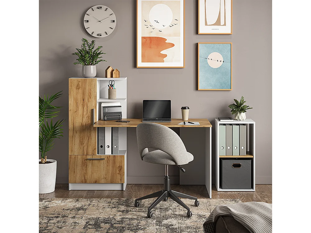 Étagère à livres chêne blanc/force de lor 40x30x74 tomy