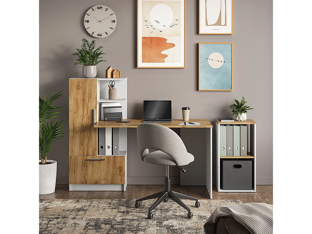 Étagère à livres chêne blanc/force de lor 40x30x74 tomy