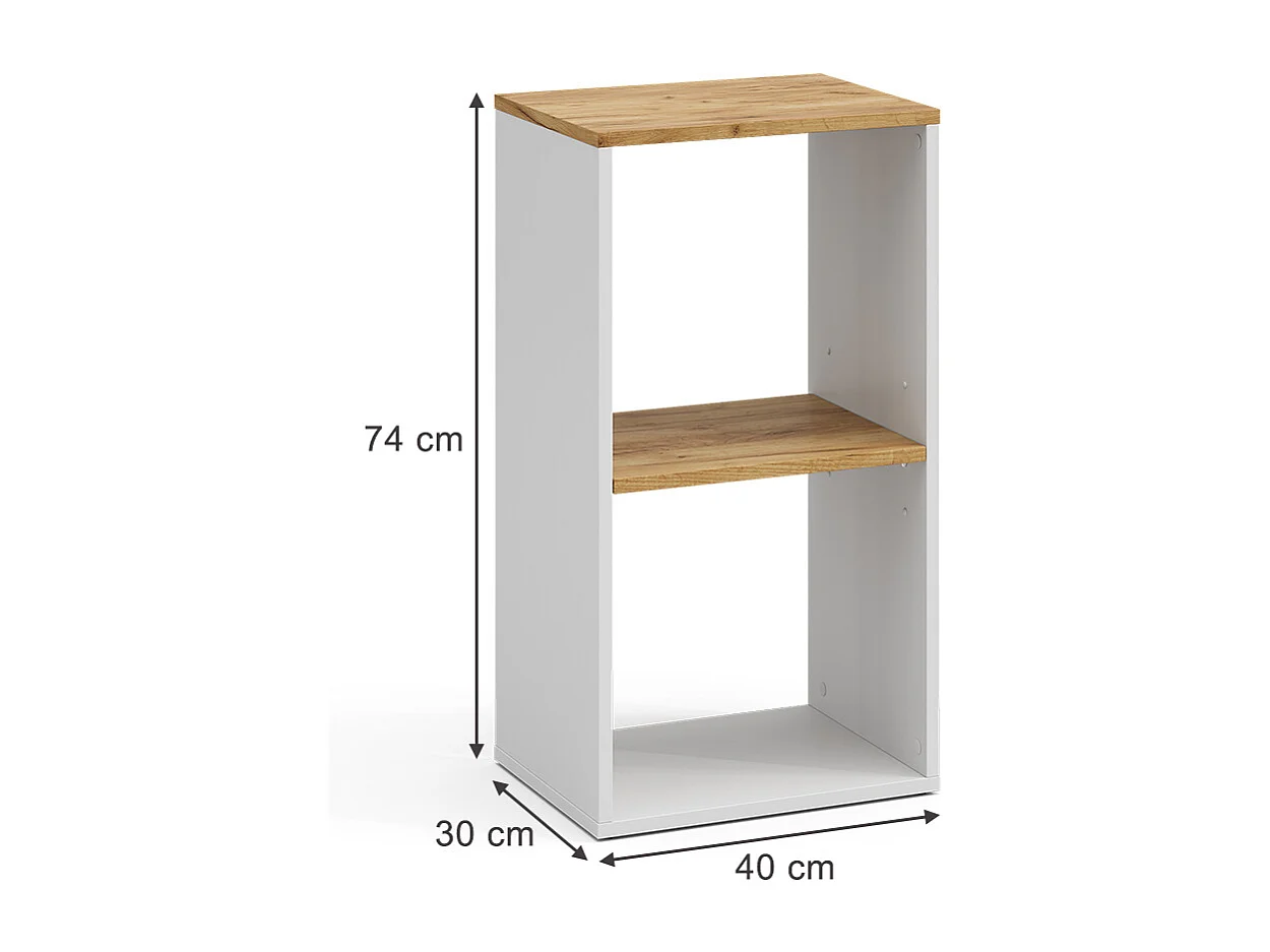 Boghylde hvid/gylden eg 40x30x74 tomy