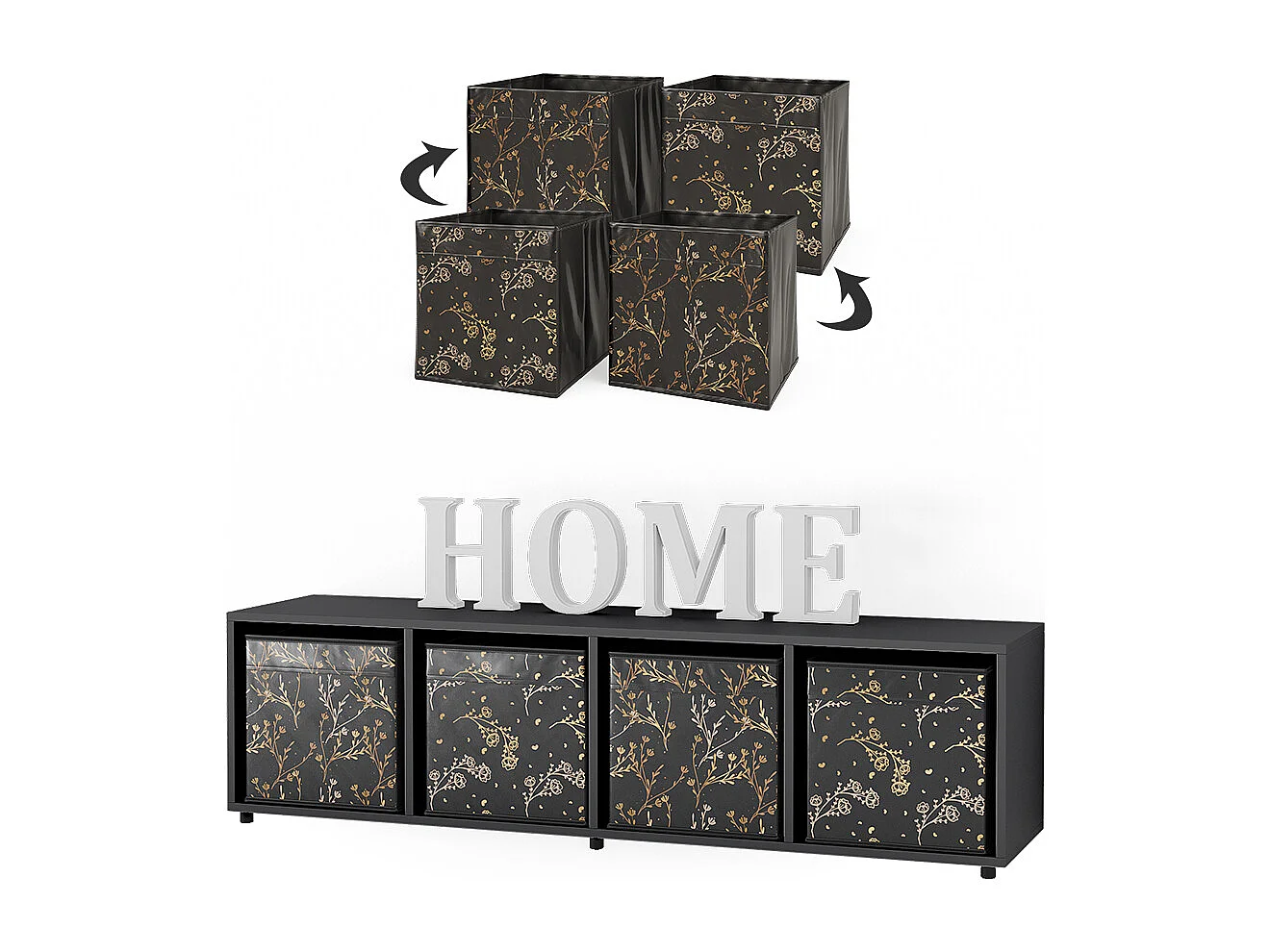 Meuble de rangement noir 142.5x33x36.2 ludus