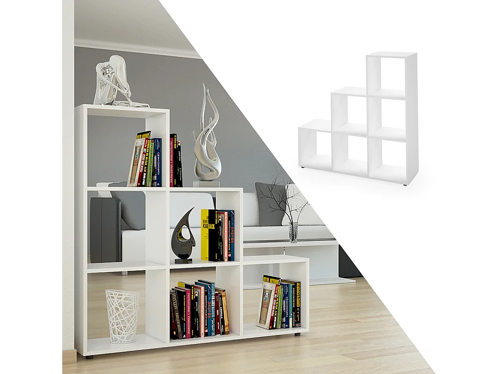 Treppenregal weiß 107.2x29x107.8