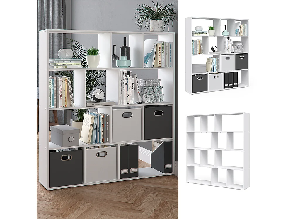 Meuble de rangement cube blanc 131.6x29x143 pilar