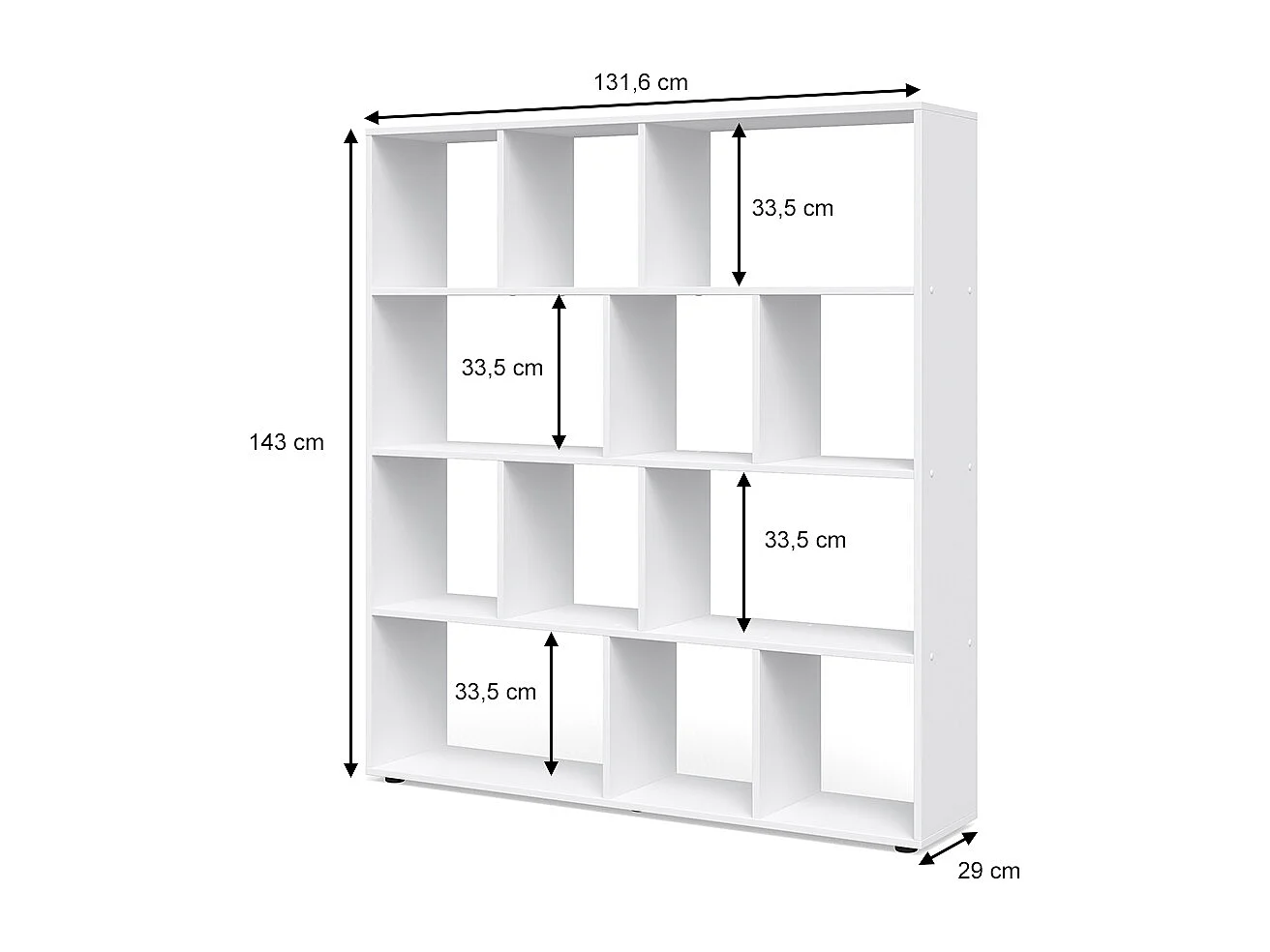 Meuble de rangement cube blanc 131.6x29x143 pilar