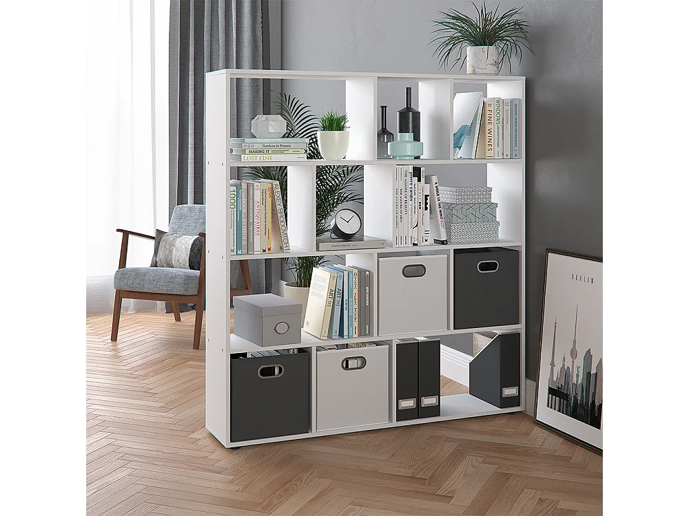 Meuble de rangement cube blanc 131.6x29x143 pilar