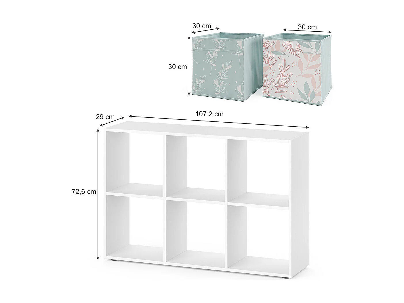 Meuble de rangement cube blanc 72x29x107.8