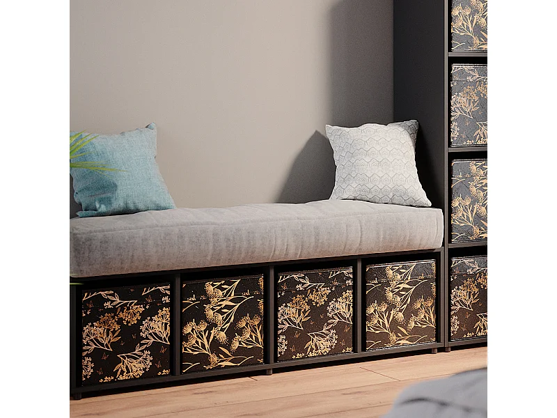 Meuble de rangement noir 142.5x33x36.2 ludus