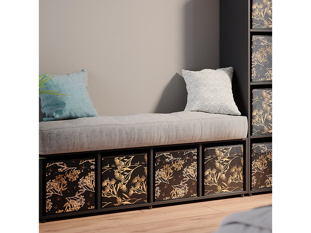 Meuble de rangement noir 142.5x33x36.2 ludus