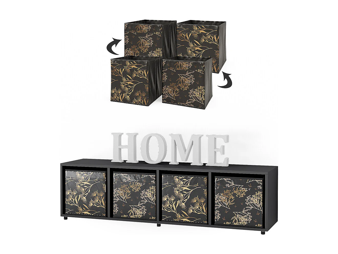 Meuble de rangement noir 142.5x33x36.2 ludus