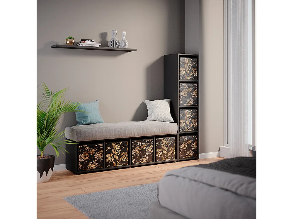 Meuble de rangement noir 142.5x33x36.2 ludus