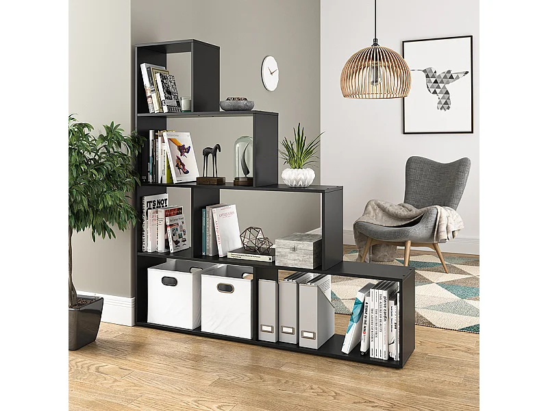 Treppenregal schwarz 163x29x155