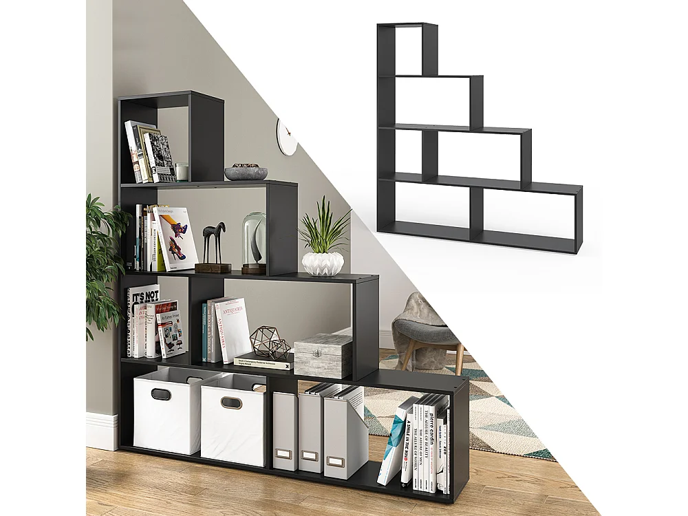 Treppenregal schwarz 163x29x155