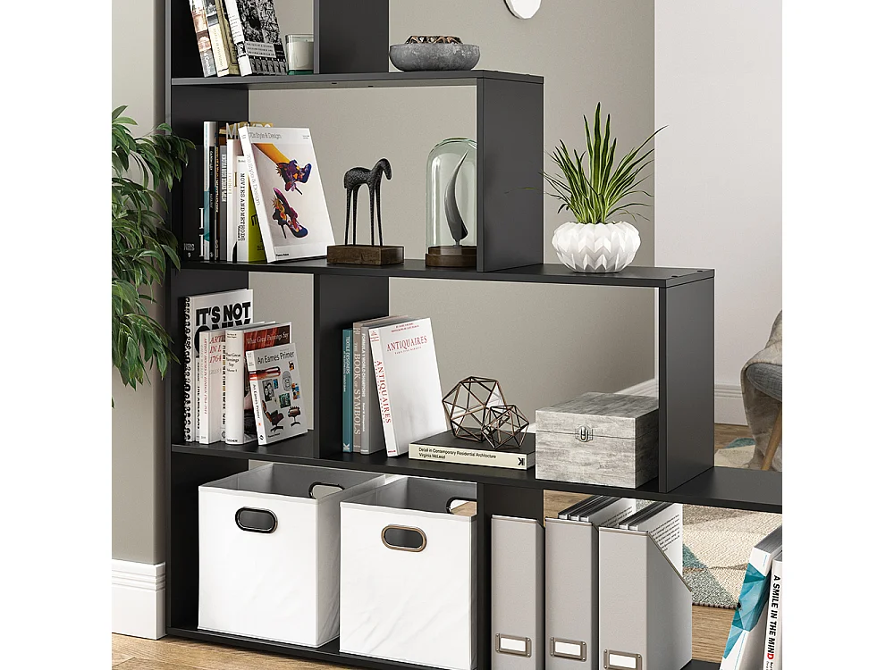 Treppenregal schwarz 163x29x155