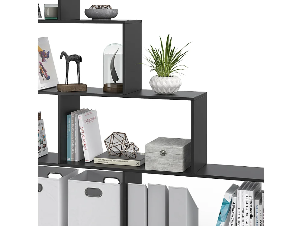 Treppenregal schwarz 163x29x155