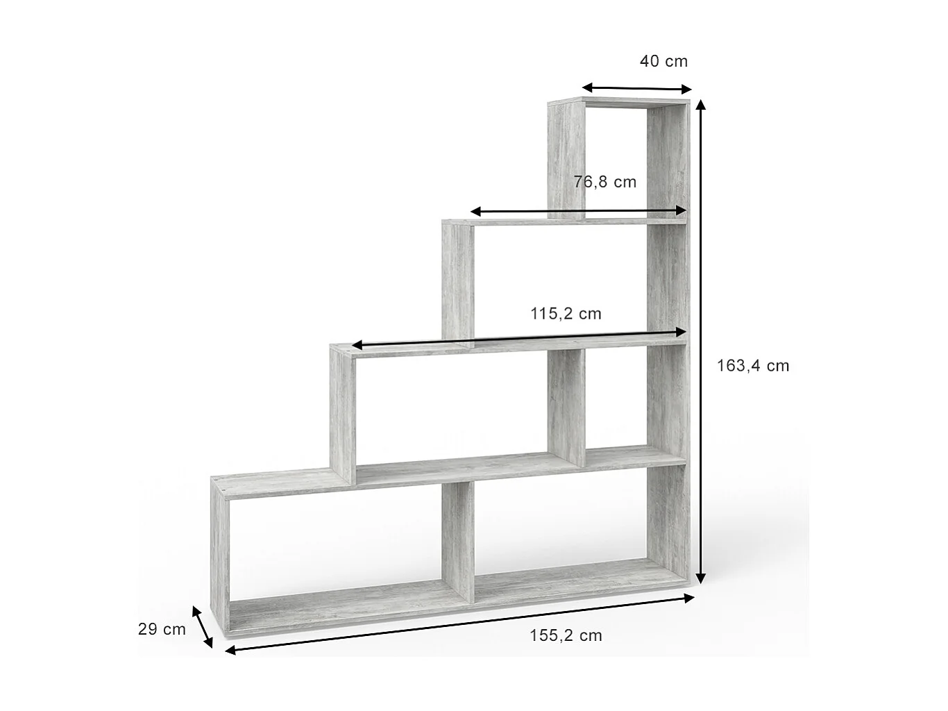 Étagère béton 163x29x155