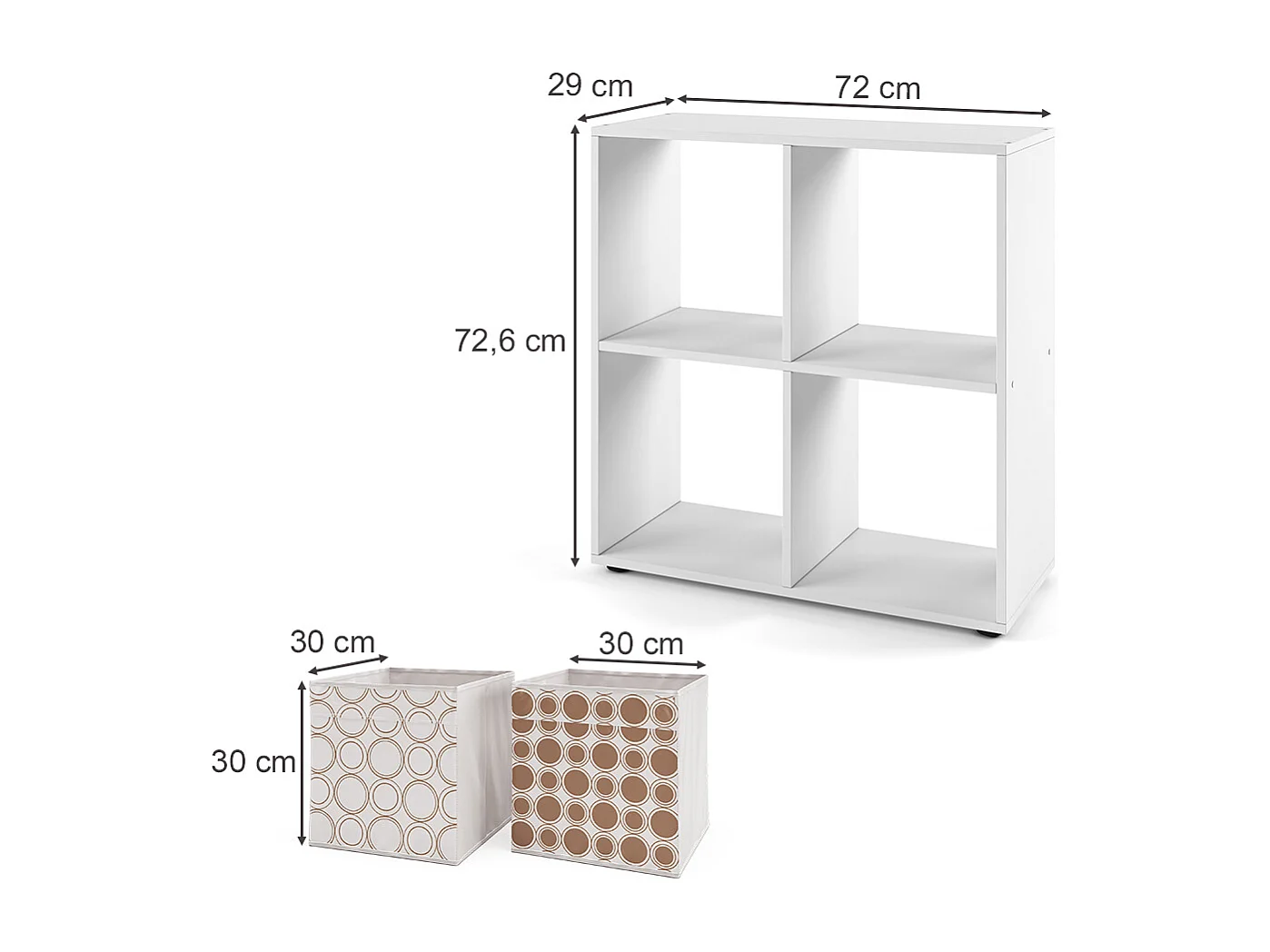 Meuble de rangement cube blanc 72.6x29x72 tetra