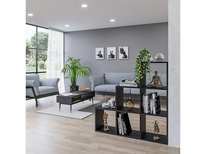 Treppenregal schwarz 107.2x29x107.8